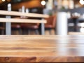 Aesthetic Harmony: Blurring the Lines around a Wood Table in a Charming Coffee Ambiance