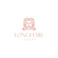 Aesthetic head women hair love line minimalist logo design vector