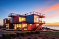Aesthetic Innovation: 2 floor module Container House Tiny House in sea side Redefines Eco Living.