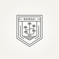 Aesthetic japanese tree bonsai line art icon logo