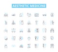 Aesthetic medicine linear icons set. Botox, Fillers, Laser, Sculpting, Contouring, Micro-needling, Peels line vector and