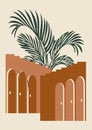 Aesthetic minimalist Morocco architecture poster illustration.