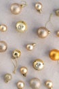 Aesthetic minimalist New Year celebration lifestyle pattern, holiday business brand template. Golden decoration balls on