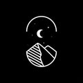 Aesthetic night lines mountain crescent logo design Royalty Free Stock Photo