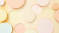 Aesthetic pastel minimalist background with paper circles, dots of different colours. Web banner template. Generative AI