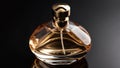 aesthetic perfume bottle with gold nozzle filled with ai generated