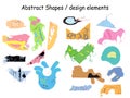 Aesthetic shapes clipart, colorful abstract design set