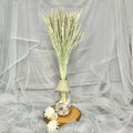 Aesthetic white grass flower vase table decoration Royalty Free Stock Photo