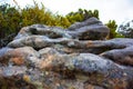 Aesthetically pleasing textures and contours of curvy rocks on the mountains of Cape Point. Royalty Free Stock Photo