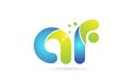 af a f blue green combination alphabet letter logo icon design