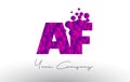 AF A F Dots Letter Logo with Purple Bubbles Texture.