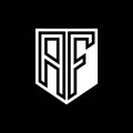 AF Logo monogram shield geometric black line inside white shield color design