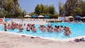 AFANDOU VILLAGE, RHODES, GREECE - JULY 26, 2019: Water aerobics class at Dessole Lippia Golf Resort Hotel