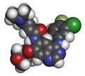 Afatinib cancer drug molecule. Angiokinase inhibitor used in treatment of non-small cell lung cancer.