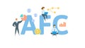 AFC, Average Fixed Costs. Concept with keywords, people and icons. Flat vector illustration. Isolated on white.