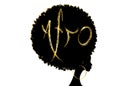 Curly afro hair, portrait African Women , dark skin female face with curly hair afro, ethnic traditional golden earrings