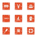 Affectation icons set, grunge style Royalty Free Stock Photo