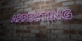 AFFECTING - Glowing Neon Sign on stonework wall - 3D rendered royalty free stock illustration