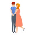 Affection adult couple icon, cartoon style