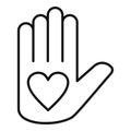 Affection heart hand icon, outline style Royalty Free Stock Photo