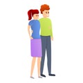 Affection young couple icon, cartoon style