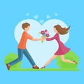 Affection Young couple vector flat style illustration.