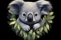 Affectionate Cute love koala heart. Generate Ai