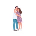 Affectionate hug flat color vector faceless characters