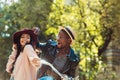 Affectionate interracial couple laughing and standing together Royalty Free Stock Photo