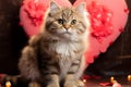 Affectionate kitty Cute kitten with a heart spreading warmth and joy