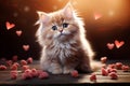 Affectionate kitty Cute kitten with a heart spreading warmth and joy