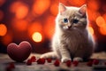 Affectionate kitty Cute kitten with a heart spreading warmth and joy