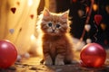 Affectionate kitty Cute kitten with a heart spreading warmth and joy