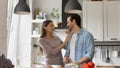 Affectionate loving couple preparing healthy fresh food. Royalty Free Stock Photo