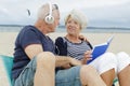 Affectionate senior couple on tropical beach holiday Royalty Free Stock Photo