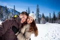 Affectionate winter couple Royalty Free Stock Photo