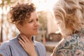 Affectionate young lesbian couple sharing a moment in the city Royalty Free Stock Photo