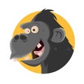 Friendly cartoon ape in a badge