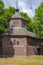 Afferden, Netherlands - May 20, 2020: Tiny private church in the woods of Afferden, Netherlands