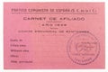 Affiliate card of the Communist Party of Spain. Spanish civil war