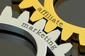 Affiliate marketing concept on the gearwheels, 3D rendering Royalty Free Stock Photo
