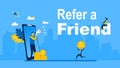 Affiliate marketing concept. refer a friend strategy with Tiny People Character Concept Vector Illustration,