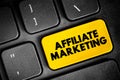 Affiliate Marketing - earning a commission by promoting a product or service made by another retailer or advertiser, text concept