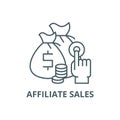 Affiliate sales line icon, vector. Affiliate sales outline sign, concept symbol, flat illustration