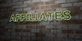 AFFILIATES - Glowing Neon Sign on stonework wall - 3D rendered royalty free stock illustration Royalty Free Stock Photo