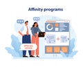 Affinity program dynamics. Flat vector illustration