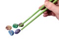 Affirmation stones and chopsticks Royalty Free Stock Photo