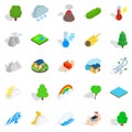 Affliction icons set, isometric style