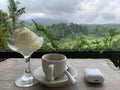 Affogato coffe with montain Royalty Free Stock Photo