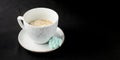 Affogato coffee with ice cream in a white cup over black background Royalty Free Stock Photo